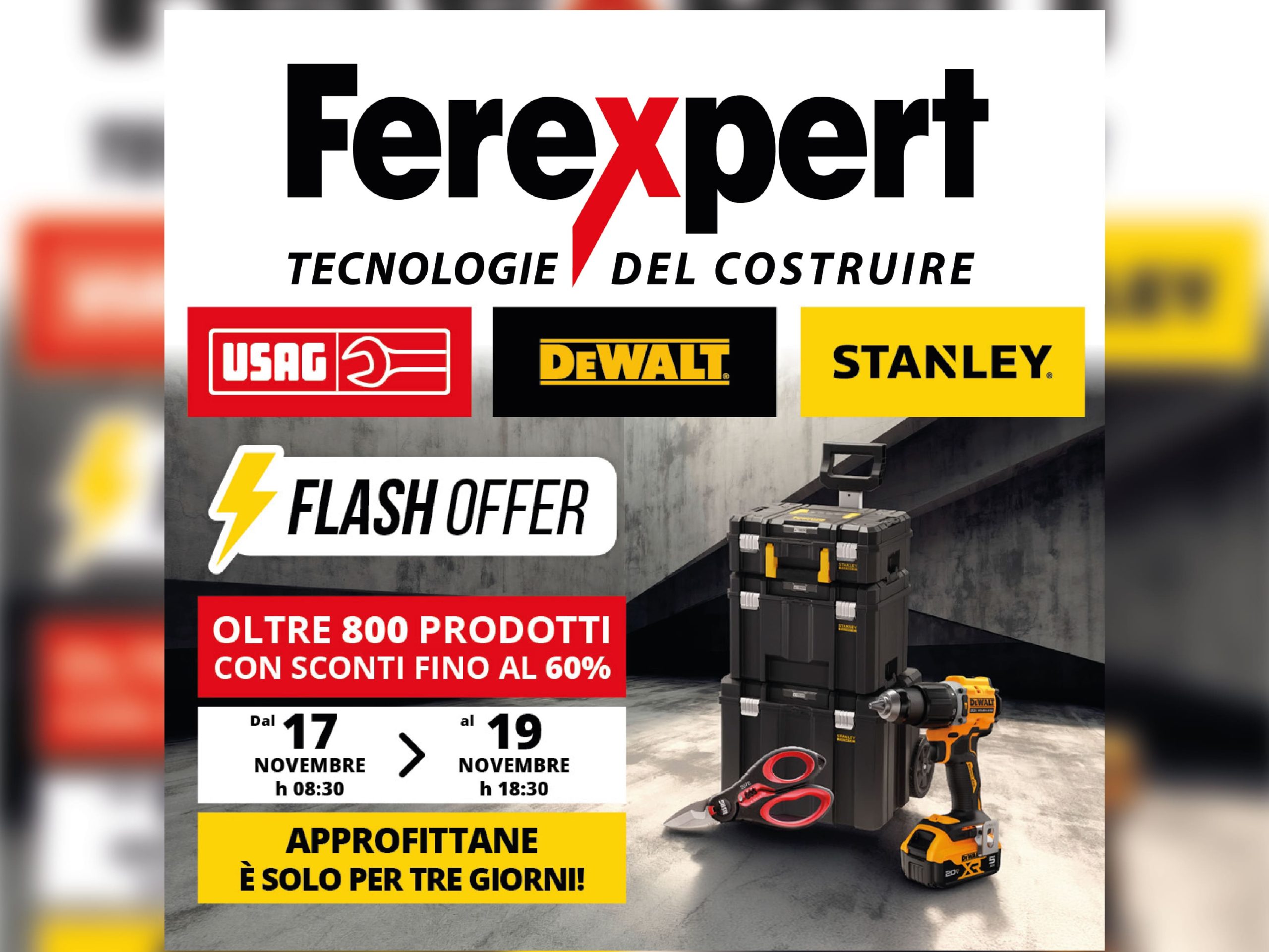 FLASH OFFER NOVEMBRE 2026 – Usag, DeWalt e Stanley